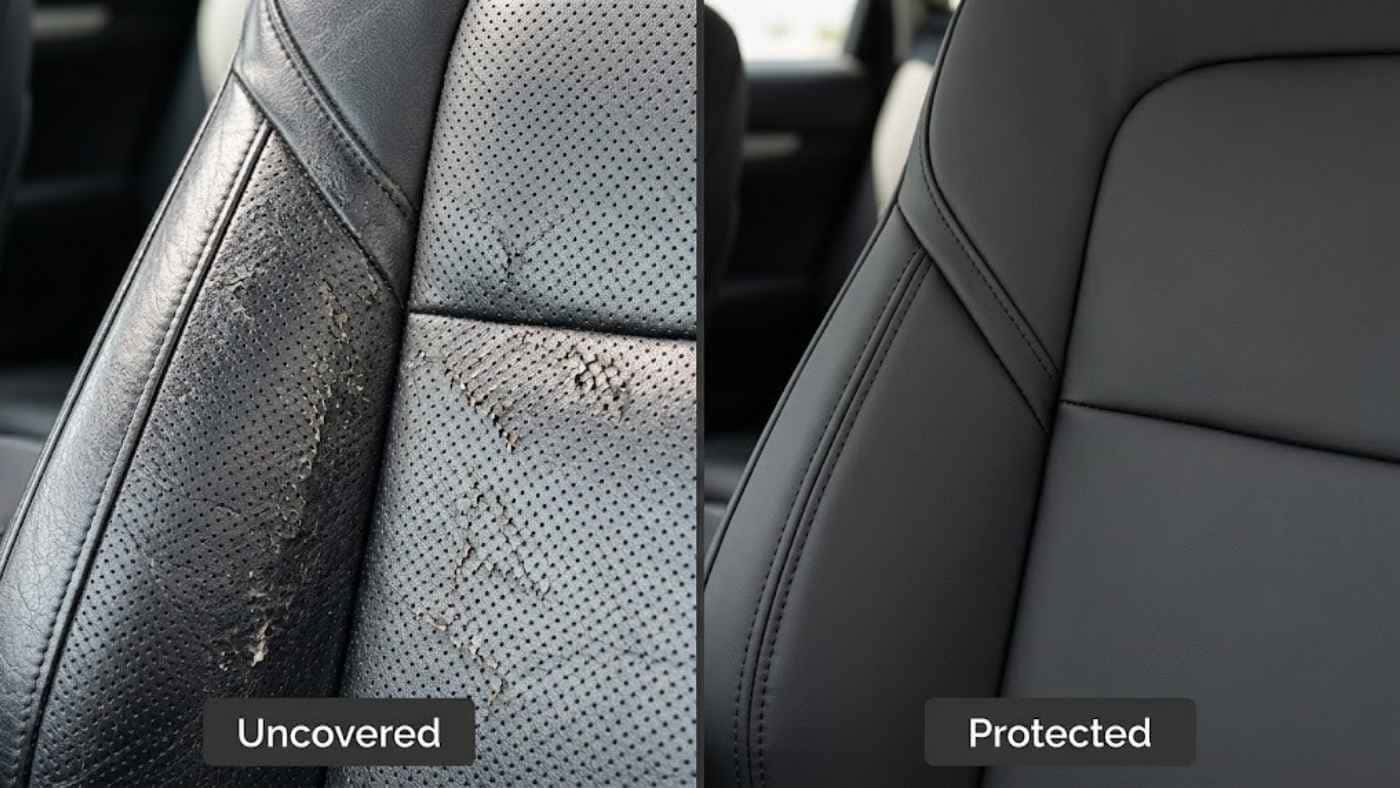 Perforated Forge leather and contrast stitching in a 2027 GMC Sierra 1500 Denali cabin