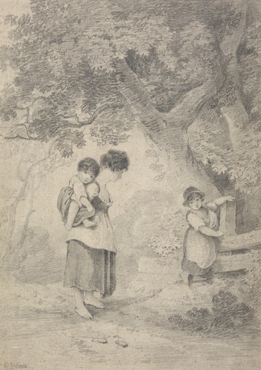 Study Of A Girl With Two Children At A Stile