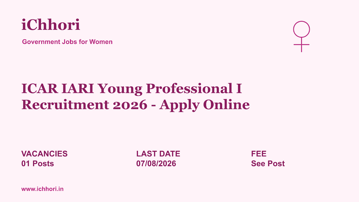 ICAR IARI Young Professional I Recruitment 2026 - Apply Online - iChhori