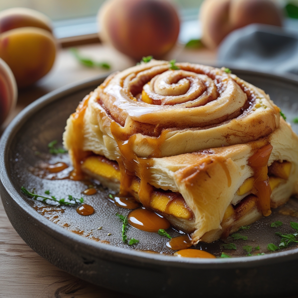 Peach Pie Cinnamon Rolls Recipe – Easy Homemade Sweet Breakfast Treat finished