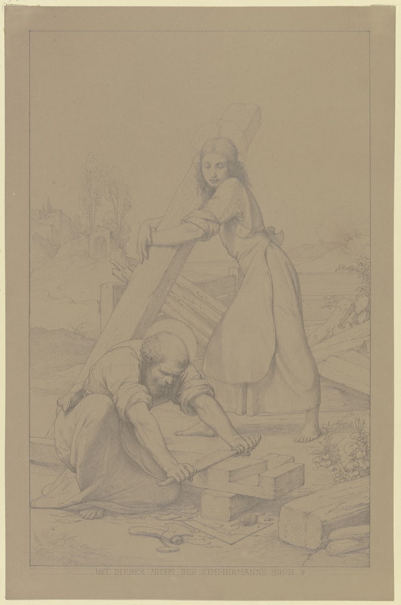 Der Heilige Joseph und Jesus als Zimmerleute