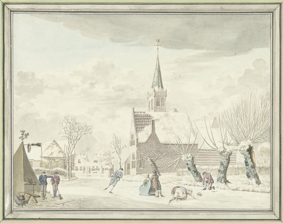 IJsvermaak in het dorp Kortenhoef 1776