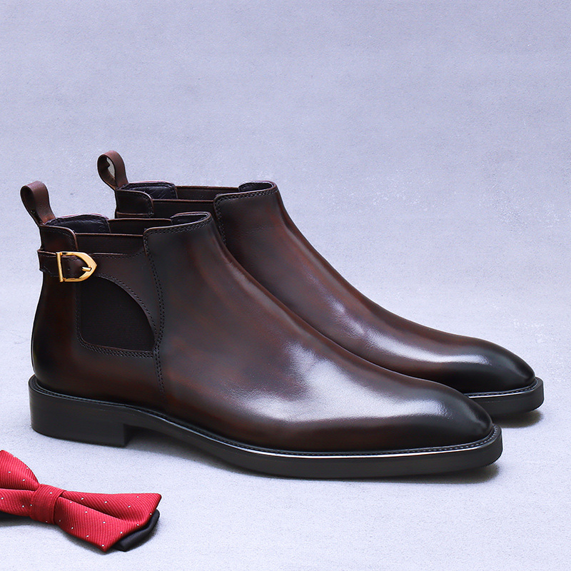 Men's Chelsea Boots made of genuine cowhide leather, Business Style