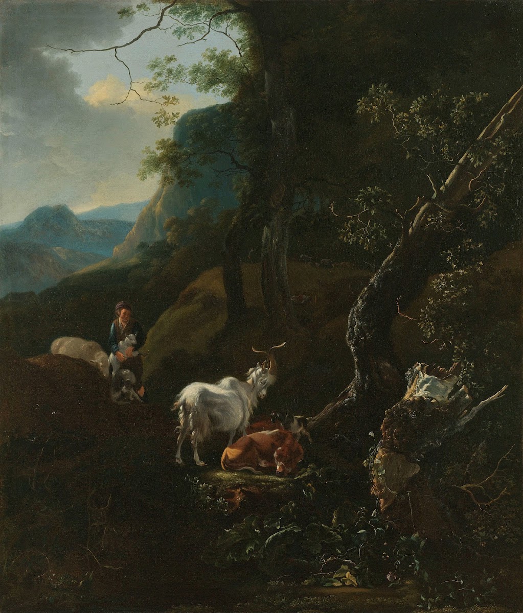 A Sherpherdess with Animals in a Mountainous Landscape 1649   1673