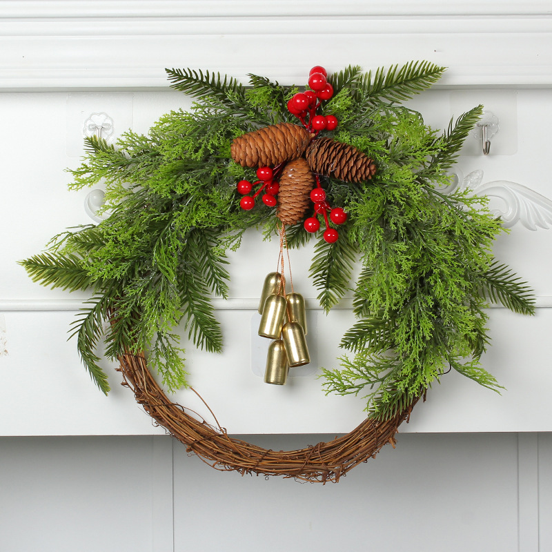 Christmas wreath with bells in country style