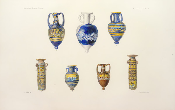 Collection Julien Greau Verrerie antique emaillerie et poterie appartenant a M J
