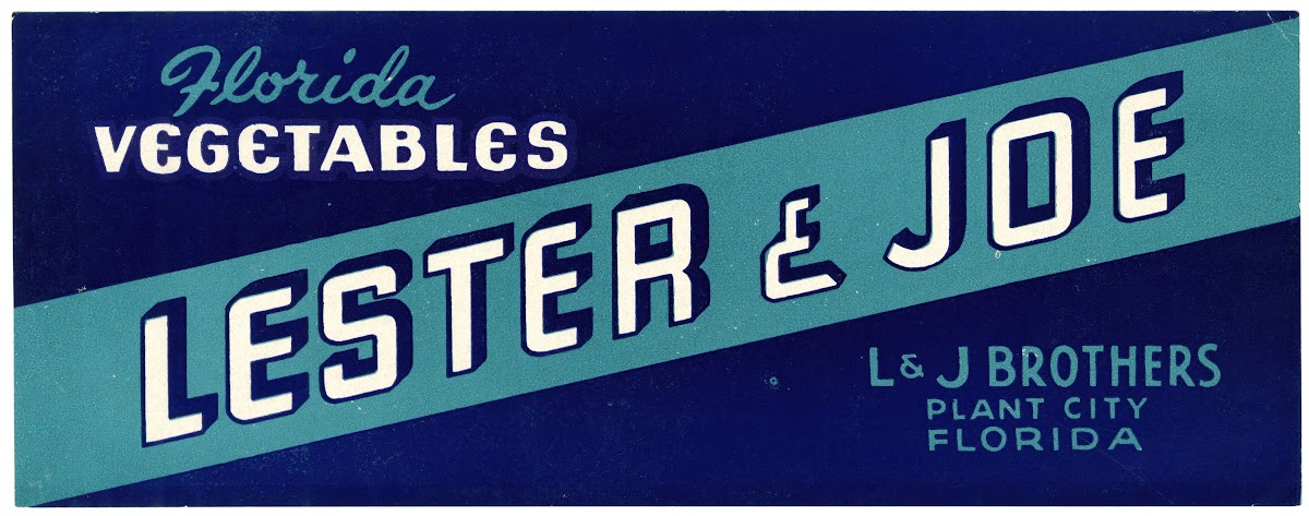 Lester and Joe Florida Vegetables Label 1930 1950