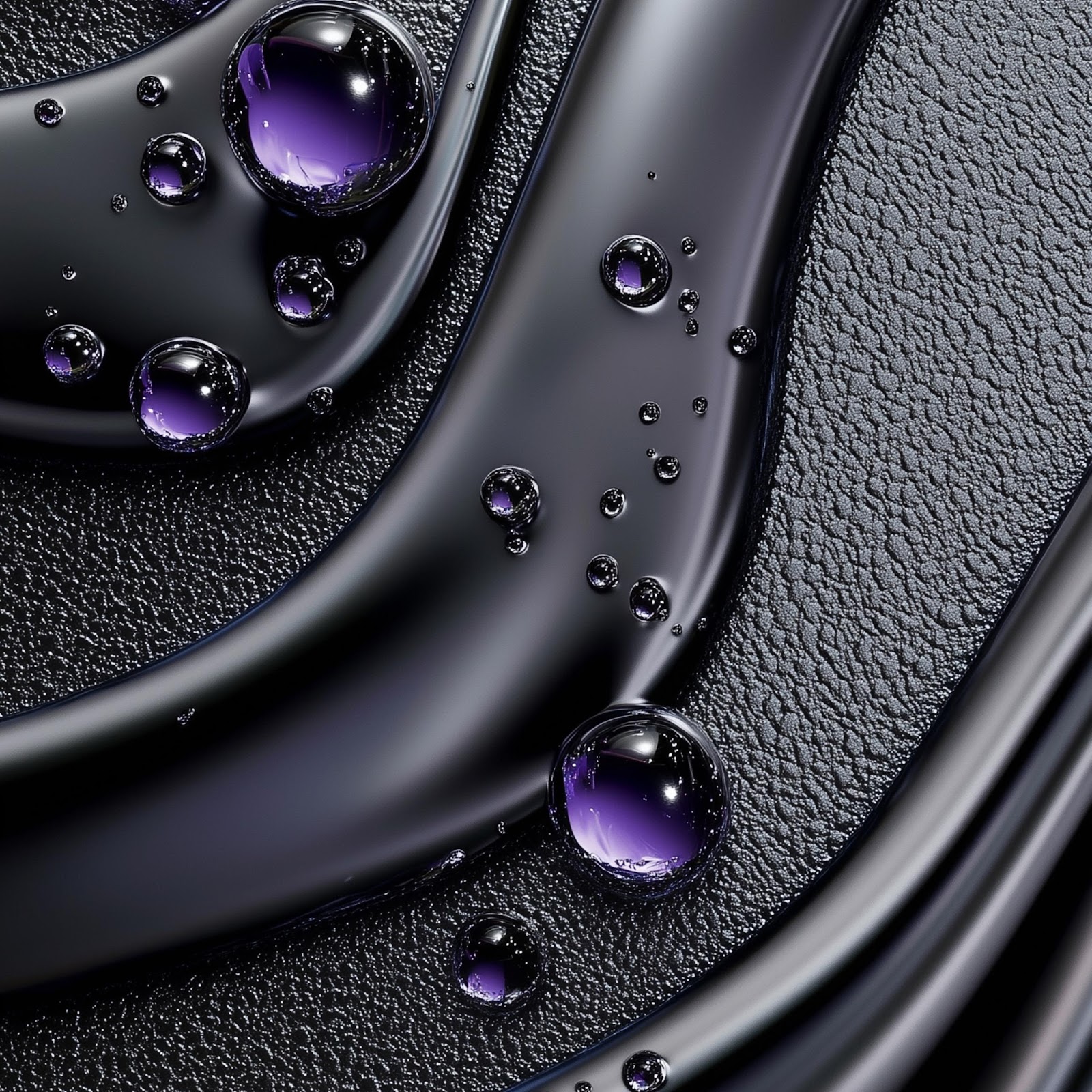 Download Purple Droplets On Black Liquid 4K iPhone