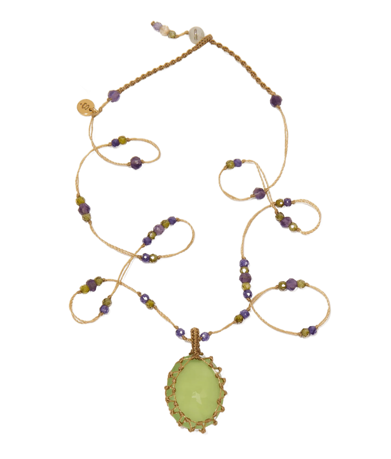 Тибетское колье Холцедон зеленый