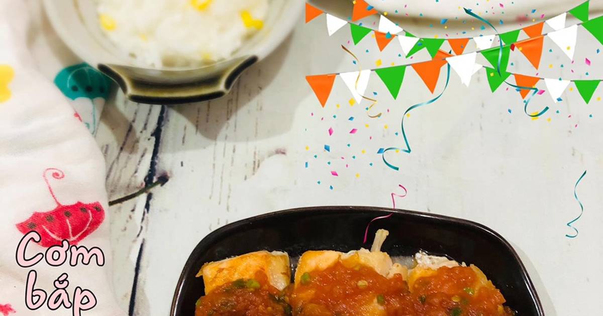 Lườn cá hồi sốt cà -ăn dặm