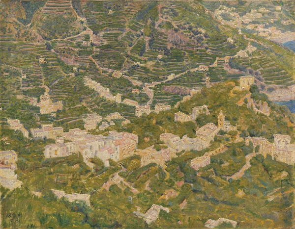 Fugleperspektiv fra Ravello mod Torello 1891