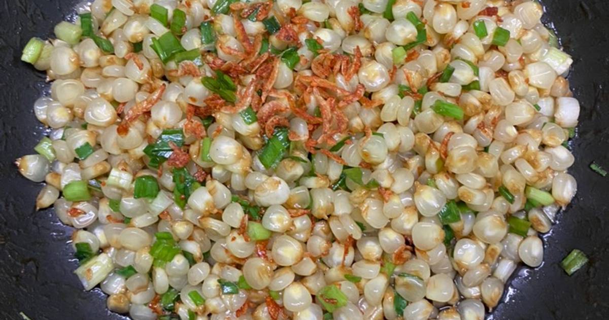 Bắp xào ruốc và mỡ hành