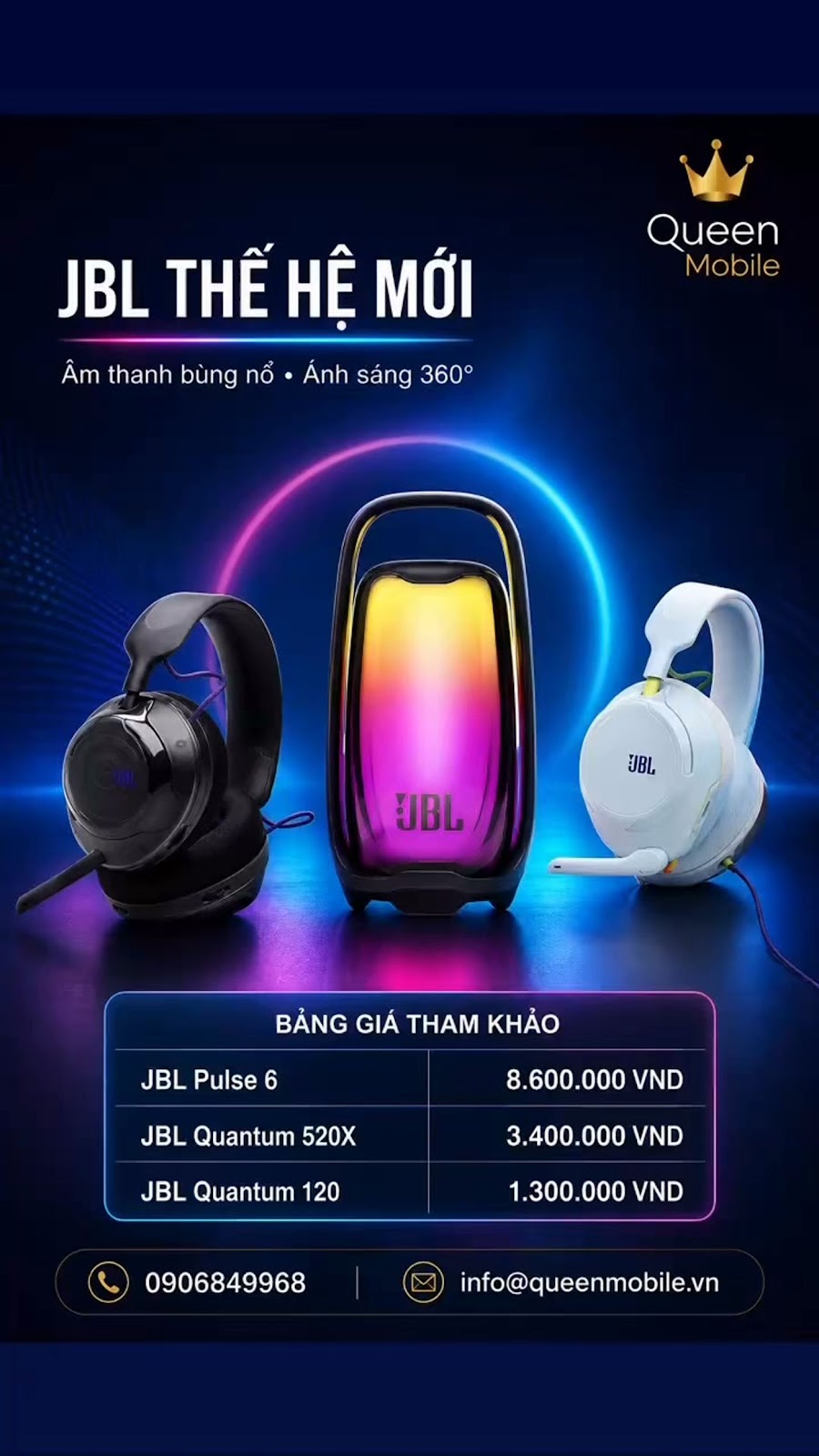 JBL Pulse 6 cùng Quantum 520X Wireless và Quantum 120 ra mắt, mở rộng hệ sinh thái âm thanh năm 2026 #JBL #JBLPulse6 #JBLQuantum520X #JBLQuantum120 #LoaBluetooth #TaiNgheGaming #Ga