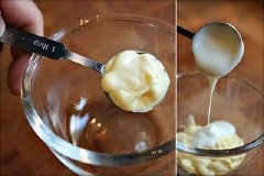 Trộn 3 muỗng canh mayonnaise với 2 muỗng canh sữa chua ít chất béo. Thêm một chút tiêu, 1/4 muỗng cà phê bột hành lá, 1/2 muỗng cà phê bột tỏi, muối và 1/4 đầy muỗng cà phê mù tạt Dijon. Trộn tất cả mọi thứ cùng nhau.