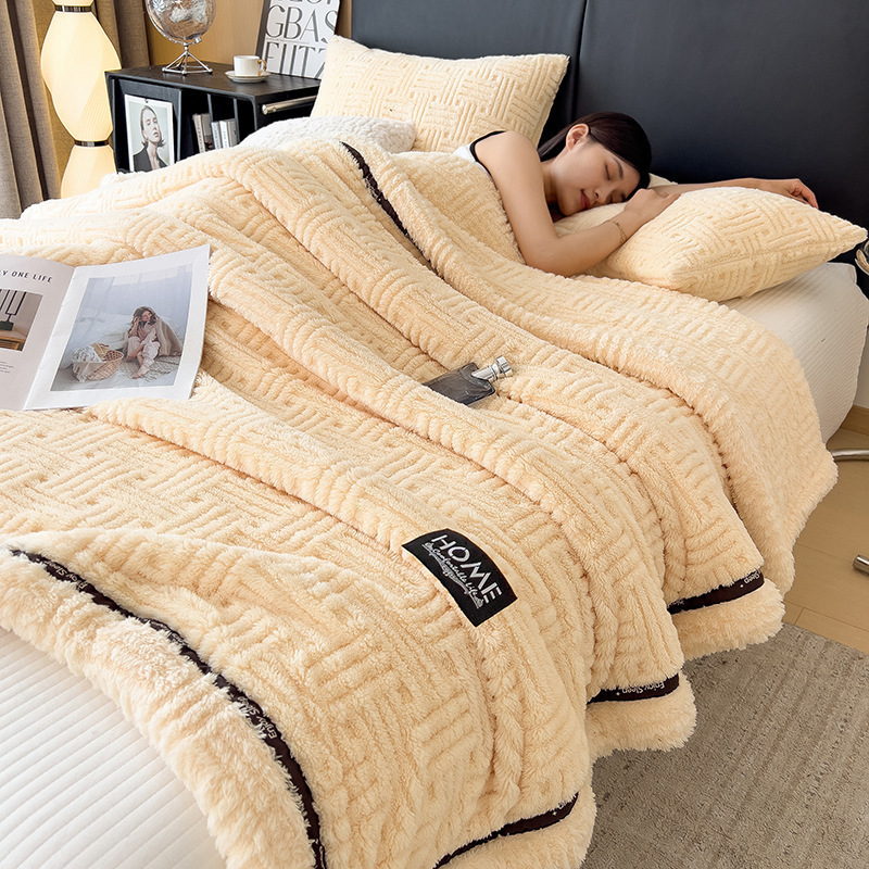 Warm coral fleece blanket for home and office