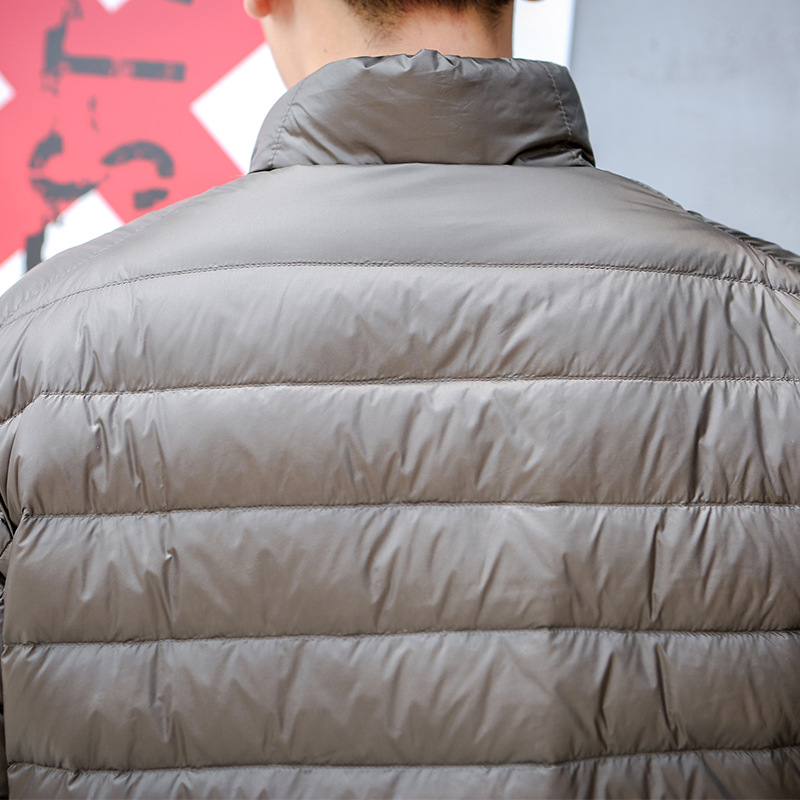 Lightweight men's down jacket, stand collar, slim fit
