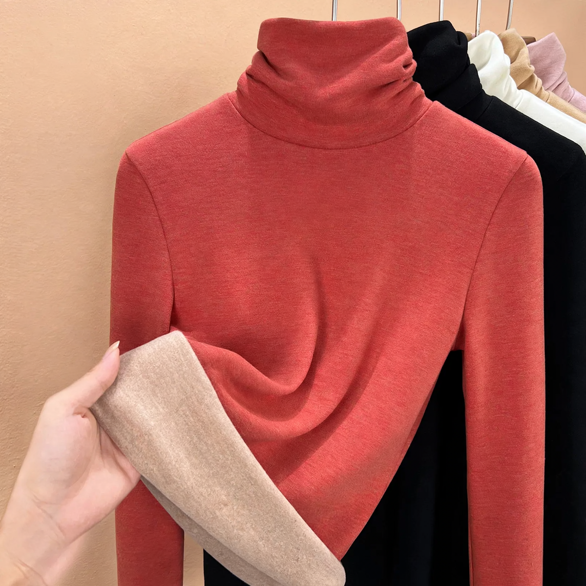 Padded Knit Sweater with High Collar