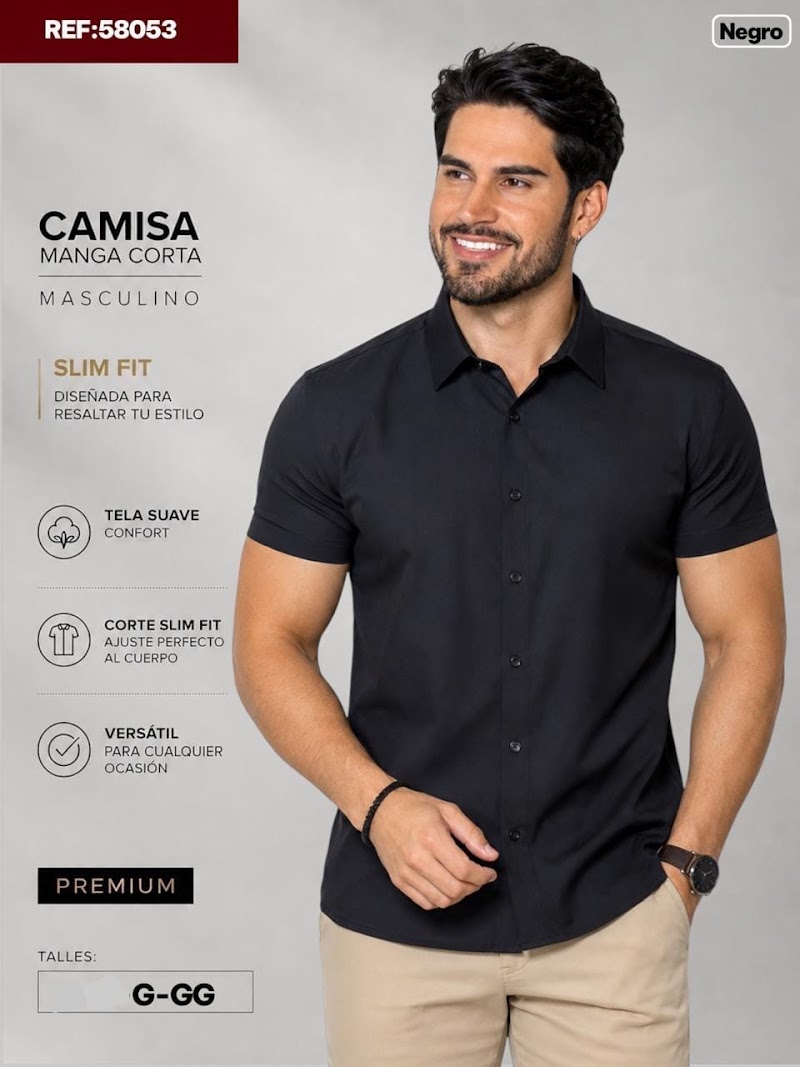 Camisa manga corta slim fit premium