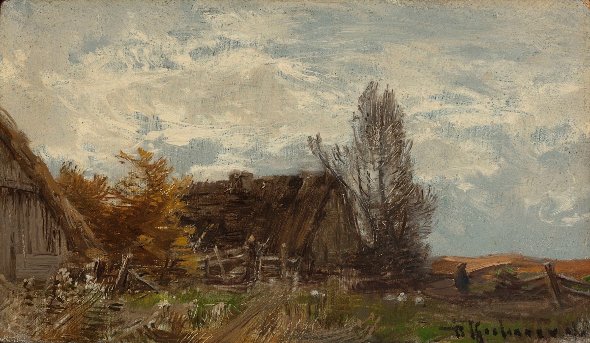 Countryside landscape with a farmyard between 1890 and 1900