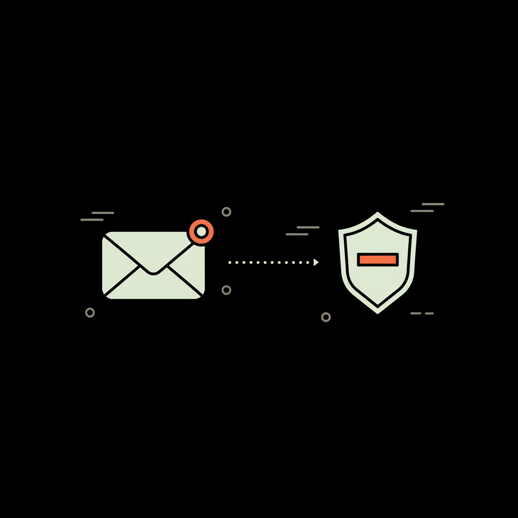 Minimal 2D vector infographic of a calm public reply envelope icon connected to a shield escalation icon on black background using brand colors — reply to unfair Google review
