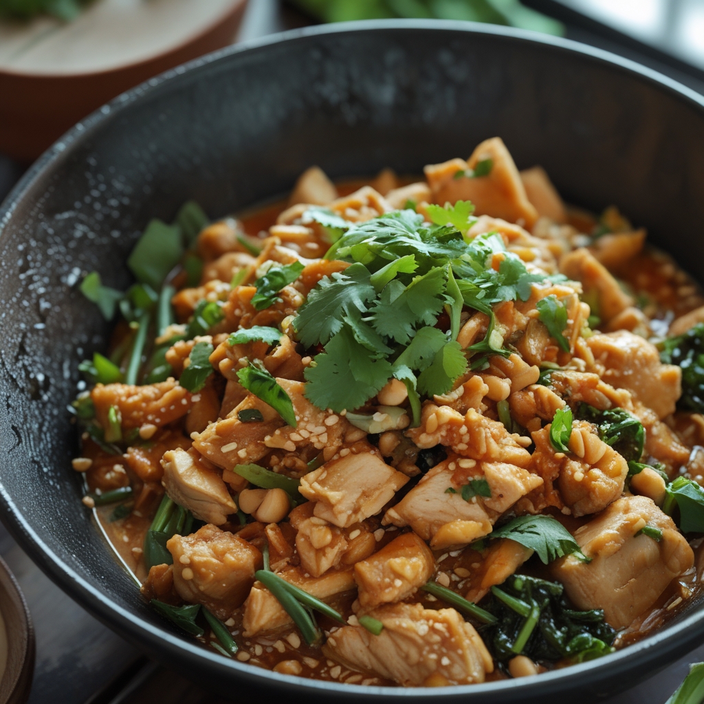 Thai Peanut Chicken Buddha Bowl - Easy Homemade Flavorful Meal Prep finished