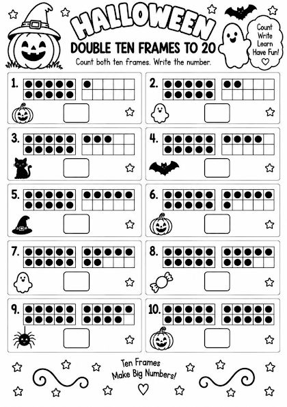 Halloween Double Ten Frames to 20