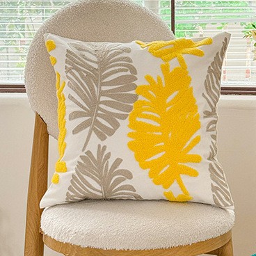 Embroidered cushion cover, 45×45 cm, flower design