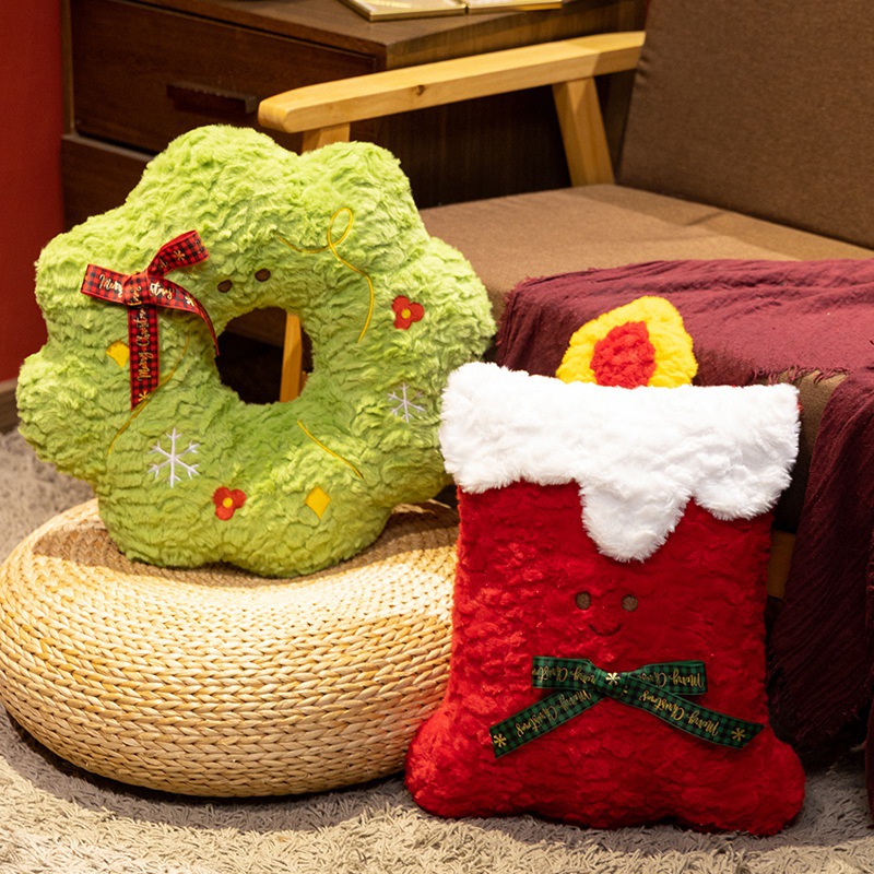 Christmas Plush Cushion with Motifs, 40 cm