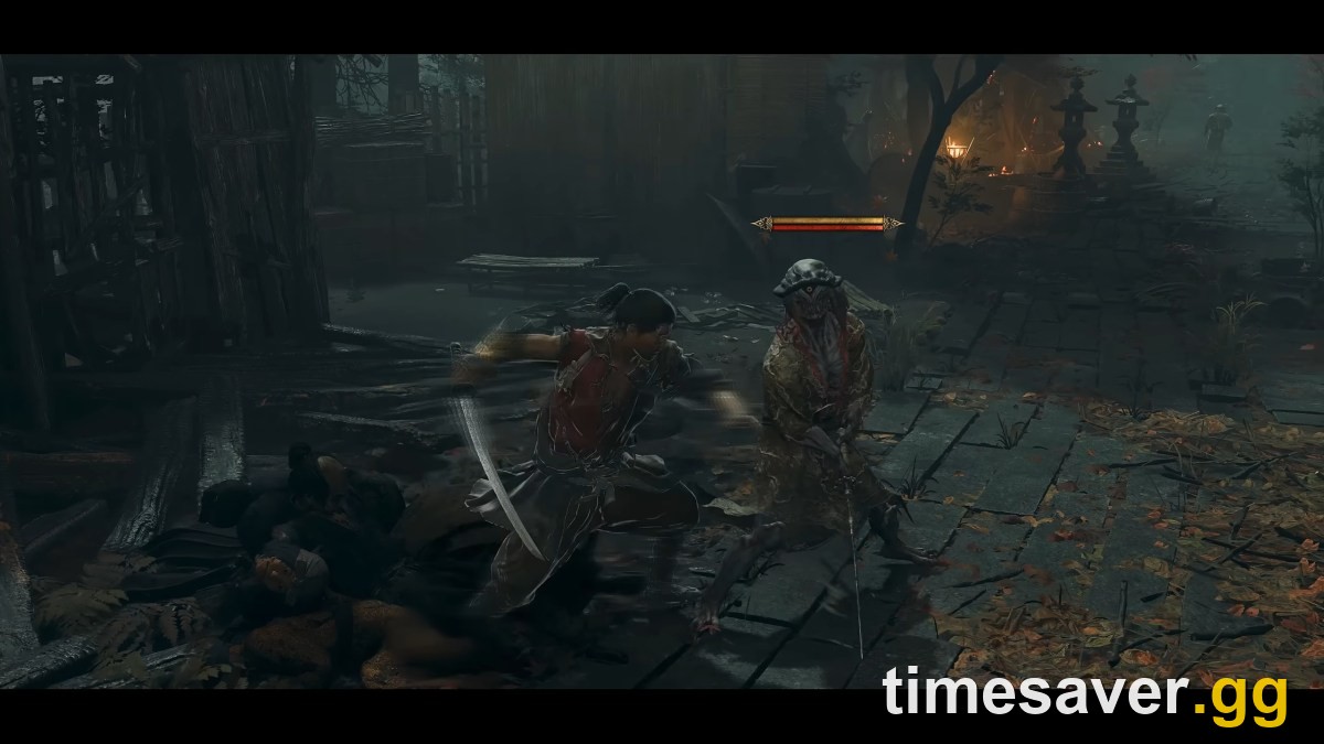 Miyamoto Musashi fighting a group of Genma in Onimusha: Way of the Sword, the crowds where Chain Issen is used