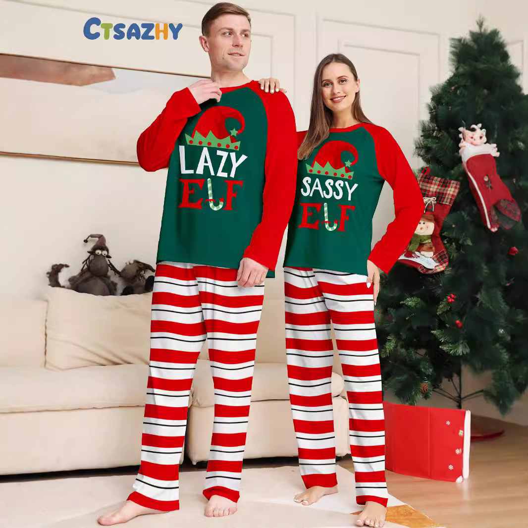 Family Pajama Set, Christmas Design, Striped