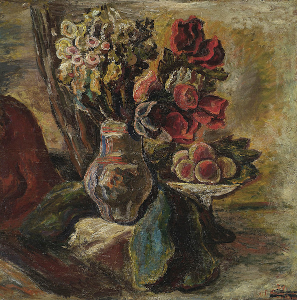 Still life  Flowers and fruit 1929