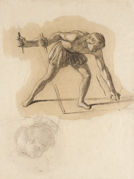 Crouching Male Figure Holding Staff circa 1837