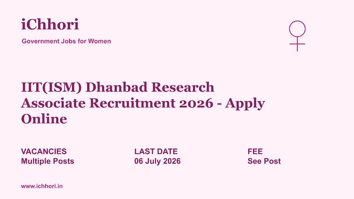 IIT(ISM) Dhanbad Research Associate Recruitment 2026 - Apply Online - iChhori