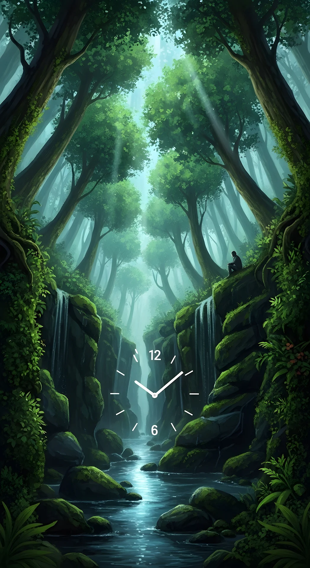 Enchanted Forest Stream with Ethereal Light Rays - Free 4K mobile Wallpaper
