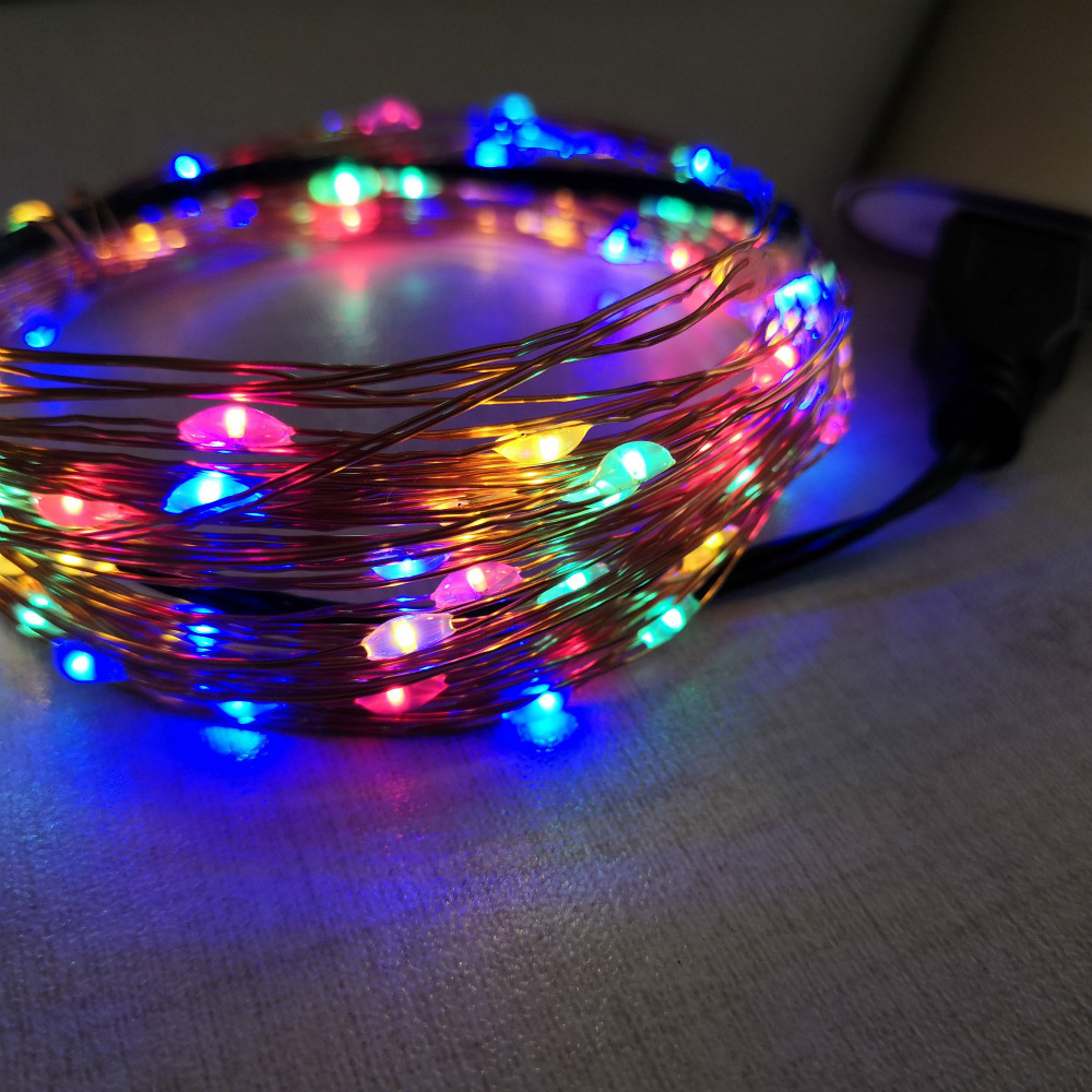 LED fairy lights with copper wire, 10 m