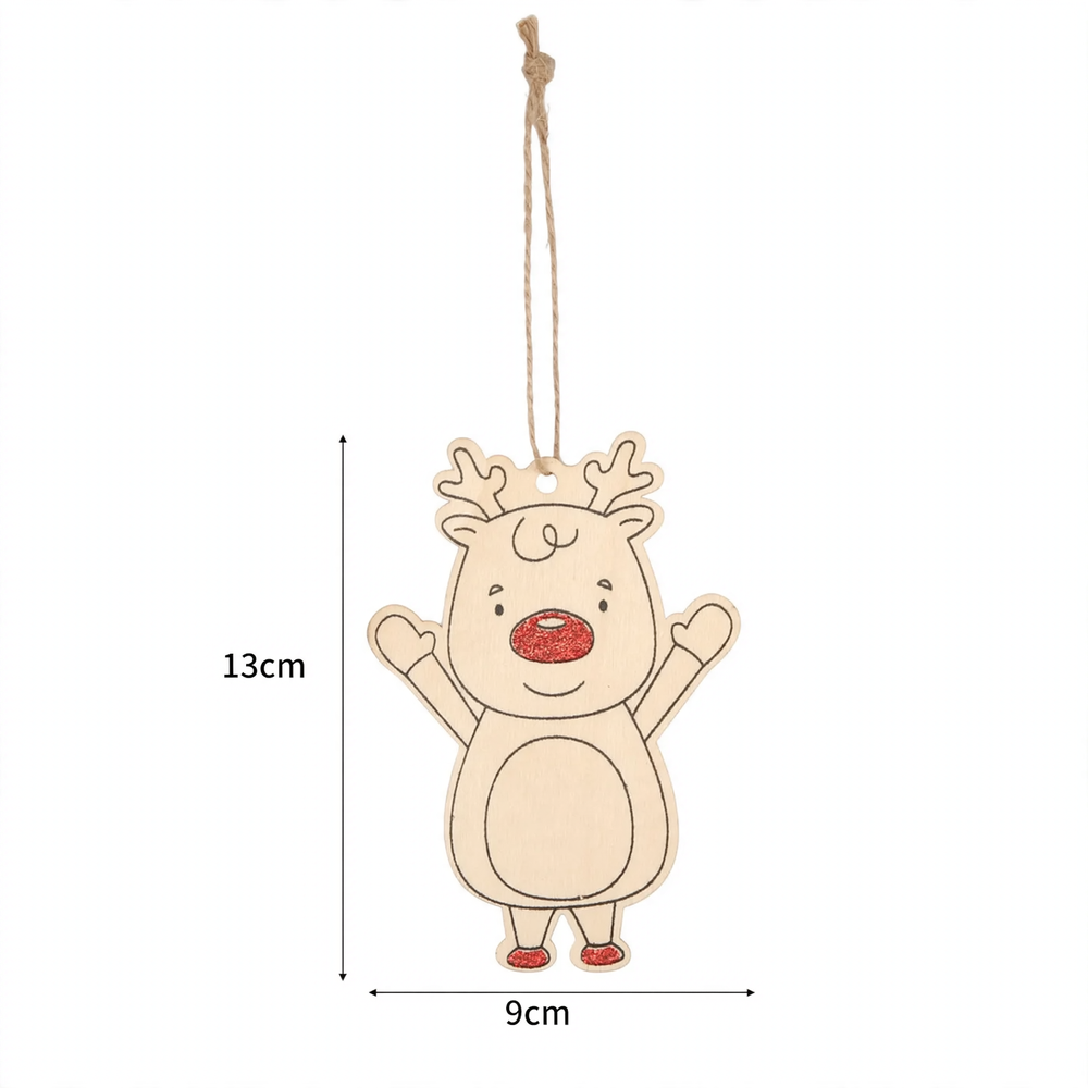 Christmas wooden pendant with reindeer and gnome design