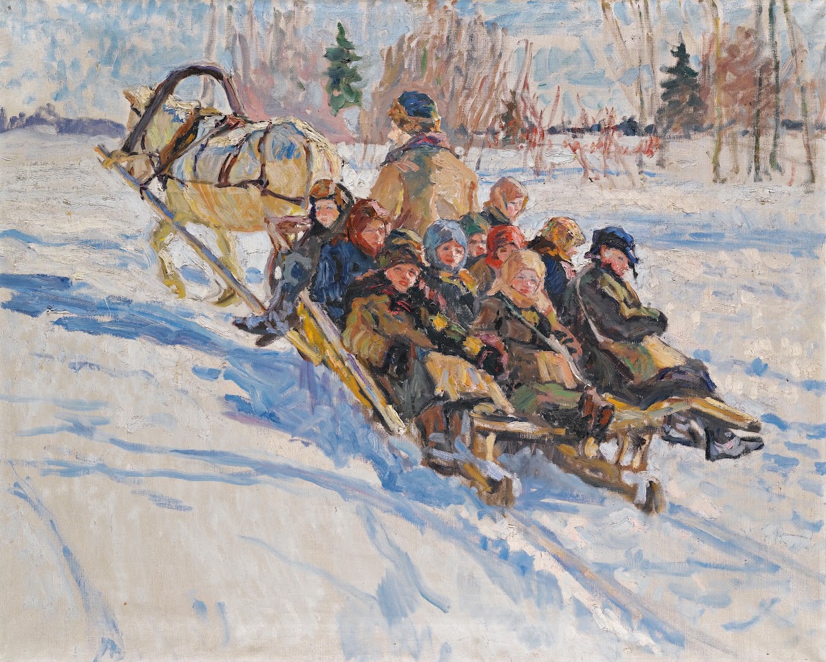 Children riding in a sleigh