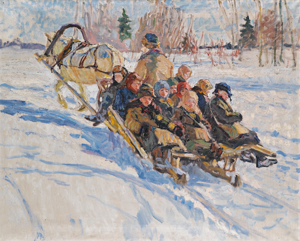 Children riding in a sleigh