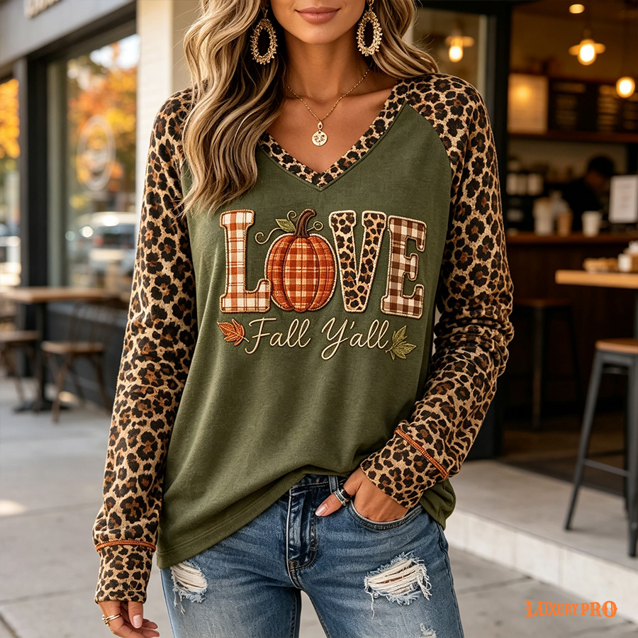 STY-06-CJXVLCT - Raglan V-Neck Long Sleeve Tee