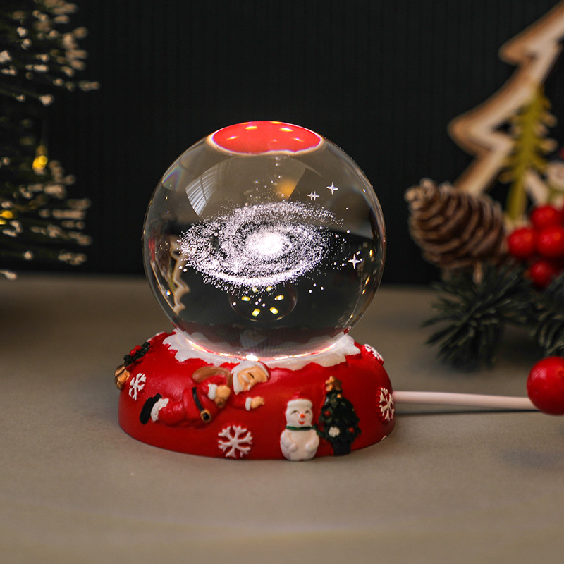 3D Crystal Ball with Engraving and Light Base