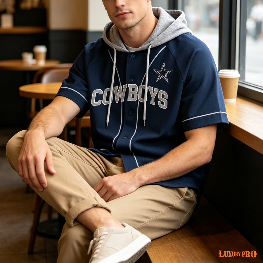AOP Hooded Baseball Cardigan