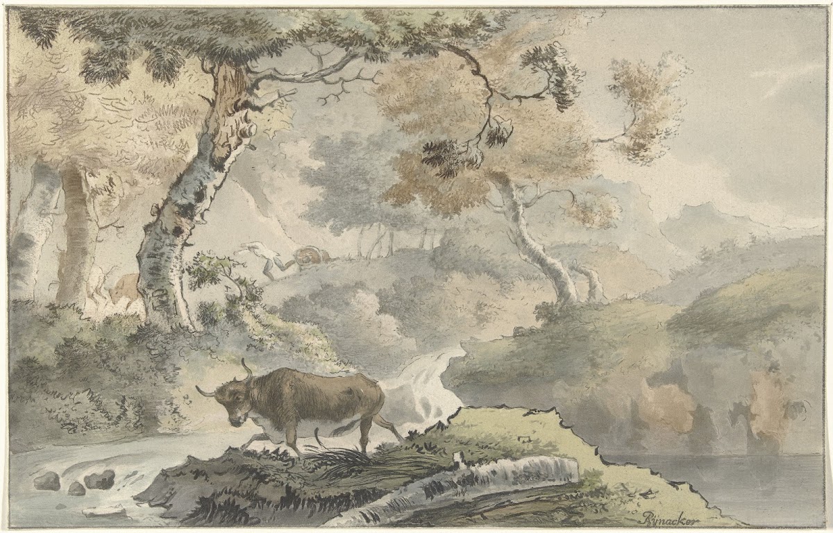 Boslandschap met stier 1821