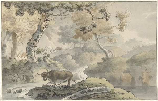 Boslandschap met stier 1821