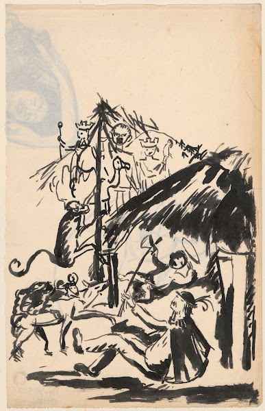 Projekt ilustracji U szopy w Pastorałkach 1924