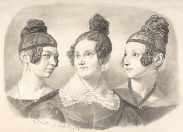 Portrait of Frau von Oppen and Her Two Daughters 1835