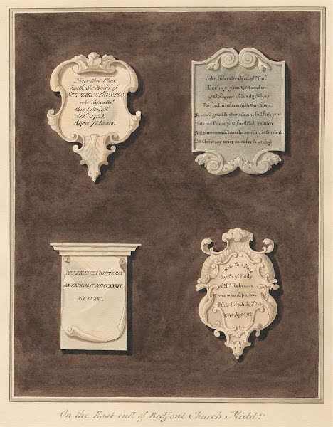Memorials to Mrs Mary Staunton John Silvester Mrs Frances Whiterly and Mrs Rebec