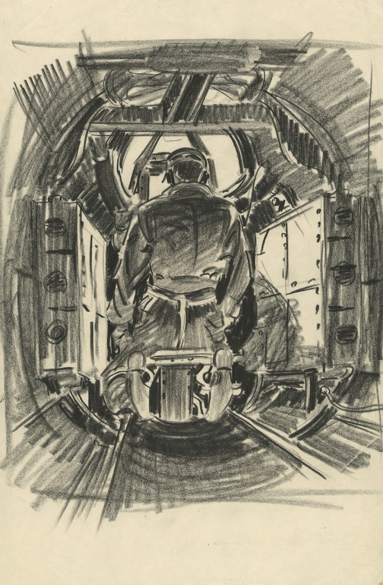 Gunner in a airplane bomber 1943