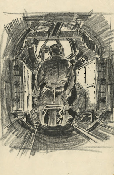 Gunner in a airplane bomber 1943