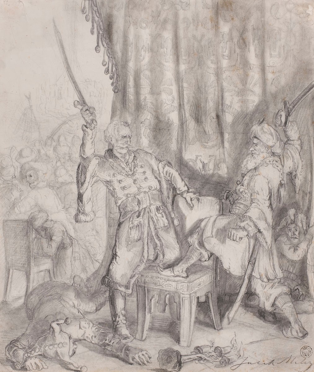 Mr Brzezan fighting with a Tatar  illustration for Jan Bielecki by Juliusz Słowa