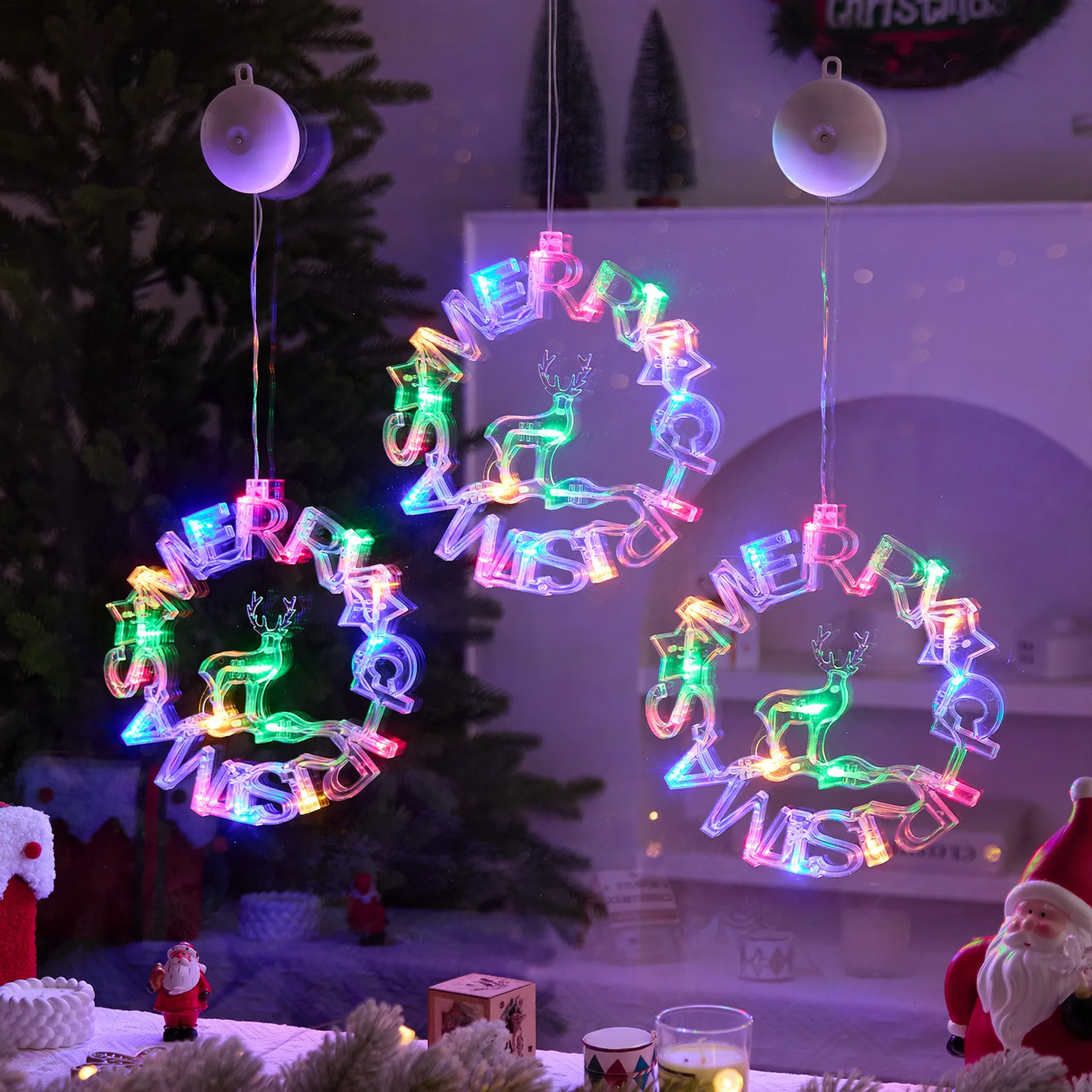 LED Christmas suction light for windows and glass